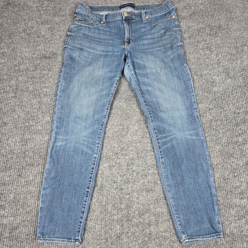 Rock & Republic Womens Skinny Jeans Blue Medium Wash Size 14 Whiskered Denim